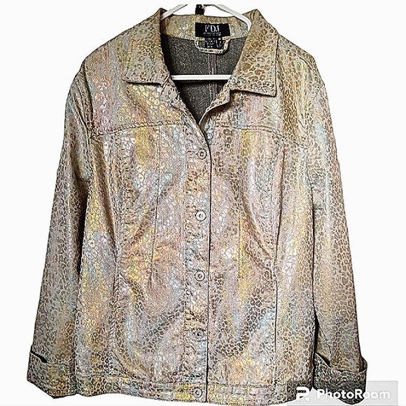 Metallic Jean Jacket Size L - Picture 1 of 10